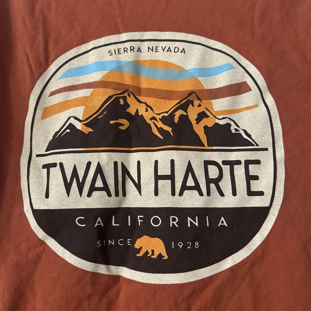 Twain Harte California Mens T Shirt Size Small Mountains Travel Orange
